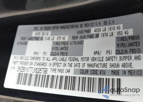 2018 Mazda Mazda3 Sport из США, поврежденный, VIN 3MZBN1K77JM226798